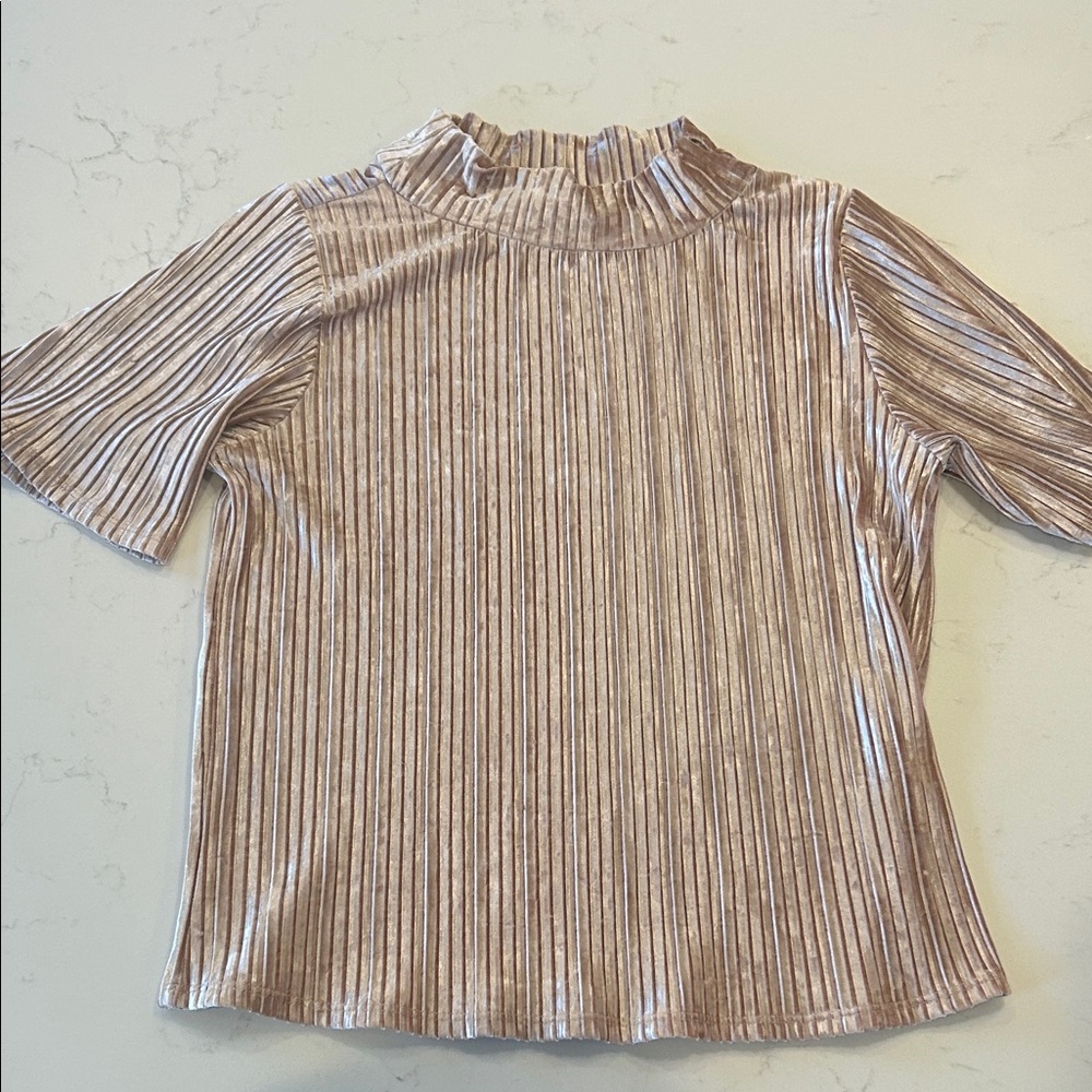 LOFT Blush Velvet Ribbed Top